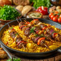 Блюда азербайджанской кухни: плов, шашлык