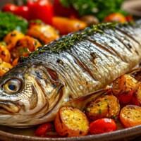 Норвежское блюдо - Запечённая треска с овощами