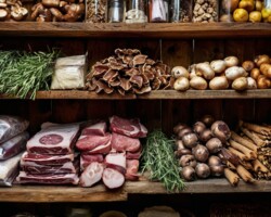В кладовой заготовленные впрок продукты